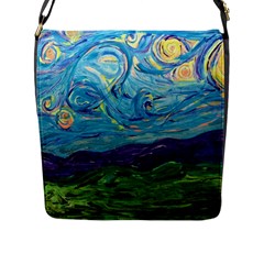 A Very Very Starry Night Flap Closure Messenger Bag (l)