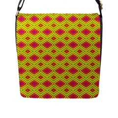 Red Yellow Abstract Flap Closure Messenger Bag (l) by artworkshop