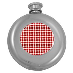 Red Pattern Seamless Texture Background Round Hip Flask (5 Oz) by artworkshop