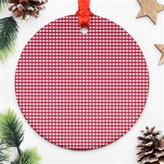 Red Gingham Check Ornament (round) by artworkshop