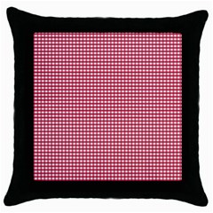 Red Gingham Check Throw Pillow Case (black) by artworkshop