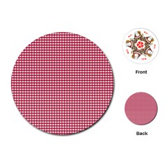 Red Gingham Check Playing Cards Single Design (round) by artworkshop