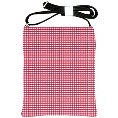 Red Gingham Check Shoulder Sling Bag by artworkshop