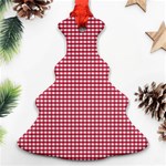 Red Gingham Check Christmas Tree Ornament (Two Sides) Front