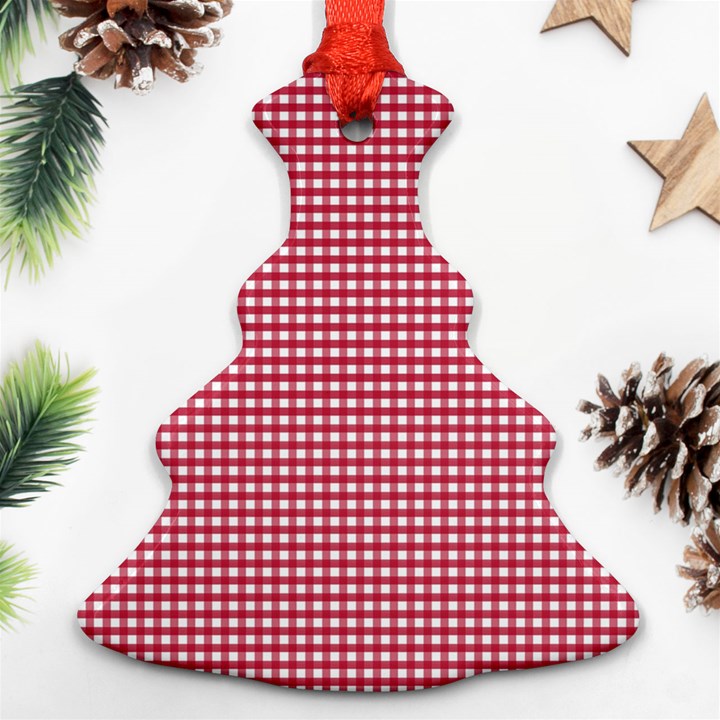 Red Gingham Check Christmas Tree Ornament (Two Sides)