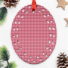 Red Gingham Check Ornament (oval Filigree) by artworkshop