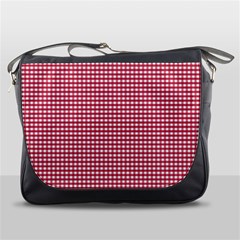 Red Gingham Check Messenger Bag by artworkshop