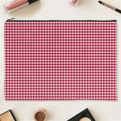 Red Gingham Check Cosmetic Bag (xxxl) by artworkshop