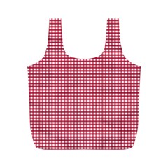 Red Gingham Check Full Print Recycle Bag (m) by artworkshop