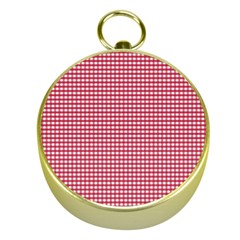 Red Gingham Check Gold Compasses by artworkshop