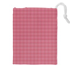 Red Gingham Check Drawstring Pouch (5xl) by artworkshop