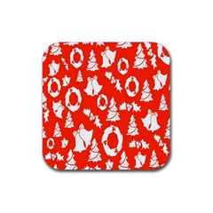 Orange  Card Christmas December Rubber Coaster (square) by artworkshop