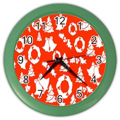 Orange  Card Christmas December Color Wall Clock by artworkshop