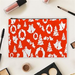 Orange  Card Christmas December Cosmetic Bag (large) by artworkshop