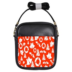 Orange  Card Christmas December Girls Sling Bag by artworkshop