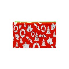 Orange  Card Christmas December Cosmetic Bag (xs)