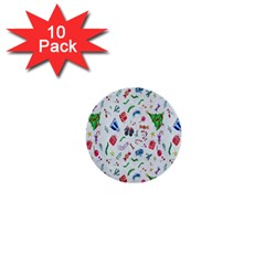 New Year Christmas Winter Watercolor 1  Mini Buttons (10 Pack)  by artworkshop