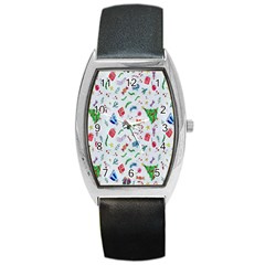 New Year Christmas Winter Watercolor Barrel Style Metal Watch by artworkshop