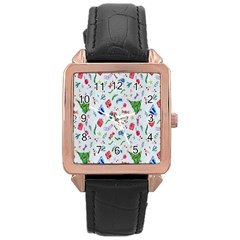 New Year Christmas Winter Watercolor Rose Gold Leather Watch  by artworkshop