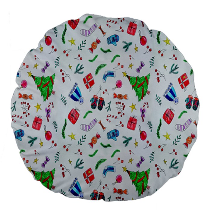 New Year Christmas Winter Watercolor Large 18  Premium Flano Round Cushions