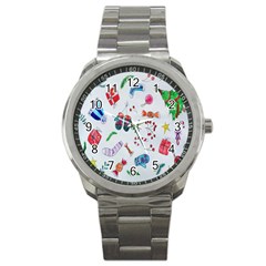 New Year Christmas Sketch Gifts Sport Metal Watch by artworkshop