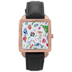 New Year Christmas Sketch Gifts Rose Gold Leather Watch  by artworkshop