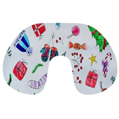 New Year Christmas Sketch Gifts Travel Neck Pillow