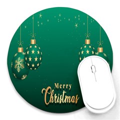 Merry Christmas Holiday Round Mousepads by artworkshop