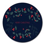 Merry Christmas  Frame Flora Round Mousepads Front