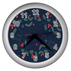 Merry Christmas  Frame Flora Wall Clock (silver) by artworkshop