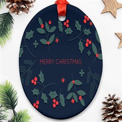 Merry Christmas  Frame Flora Oval Ornament (two Sides) by artworkshop