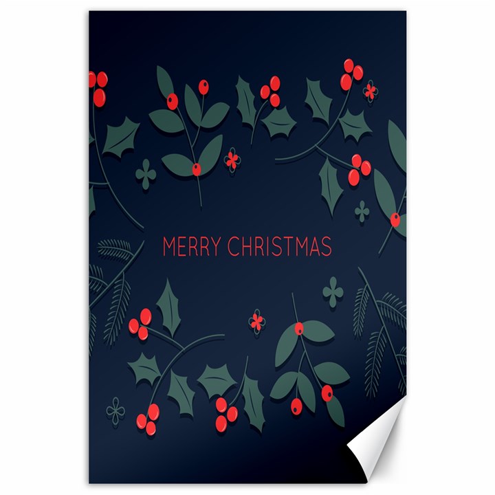 Merry Christmas  Frame Flora Canvas 24  x 36 