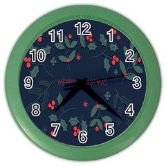 Merry Christmas  Frame Flora Color Wall Clock by artworkshop