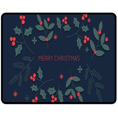 Merry Christmas  Frame Flora Double Sided Fleece Blanket (medium)  by artworkshop