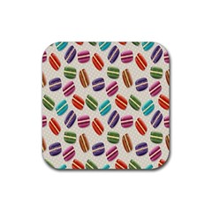 Macaron Macaroon Stylized Macaron Design Repetition Rubber Coaster (square) by artworkshop