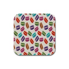 Macaron Macaroon Stylized Macaron Design Repetition Rubber Square Coaster (4 Pack) by artworkshop