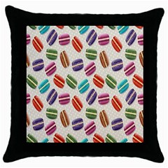 Macaron Macaroon Stylized Macaron Design Repetition Throw Pillow Case (black) by artworkshop