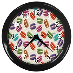 Macaron Macaroon Stylized Macaron Design Repetition Wall Clock (black) by artworkshop