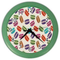 Macaron Macaroon Stylized Macaron Design Repetition Color Wall Clock by artworkshop