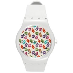 Macaron Macaroon Stylized Macaron Design Repetition Round Plastic Sport Watch (m) by artworkshop