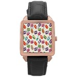 Macaron Macaroon Stylized Macaron Design Repetition Rose Gold Leather Watch  Front