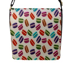 Macaron Macaroon Stylized Macaron Design Repetition Flap Closure Messenger Bag (l) by artworkshop