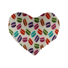 Macaron Macaroon Stylized Macaron Design Repetition Standard 16  Premium Flano Heart Shape Cushions by artworkshop