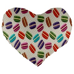 Macaron Macaroon Stylized Macaron Design Repetition Large 19  Premium Flano Heart Shape Cushions by artworkshop