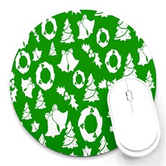 Green Card Christmas December4 Round Mousepads by artworkshop