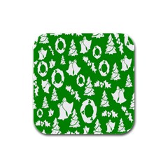 Green Card Christmas December4 Rubber Square Coaster (4 Pack) by artworkshop