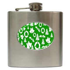 Green Card Christmas December4 Hip Flask (6 Oz) by artworkshop