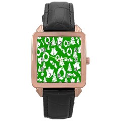 Green Card Christmas December4 Rose Gold Leather Watch  by artworkshop