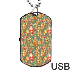 Gingerbread Christmas Decorative Dog Tag Usb Flash (two Sides) by artworkshop