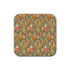 Gingerbread Christmas Decorative Rubber Coaster (square) by artworkshop